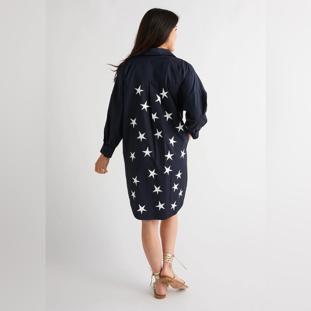 NWT Caryn Lawn Preppy Star Dress in Navy Star Back One Size Fits Most
